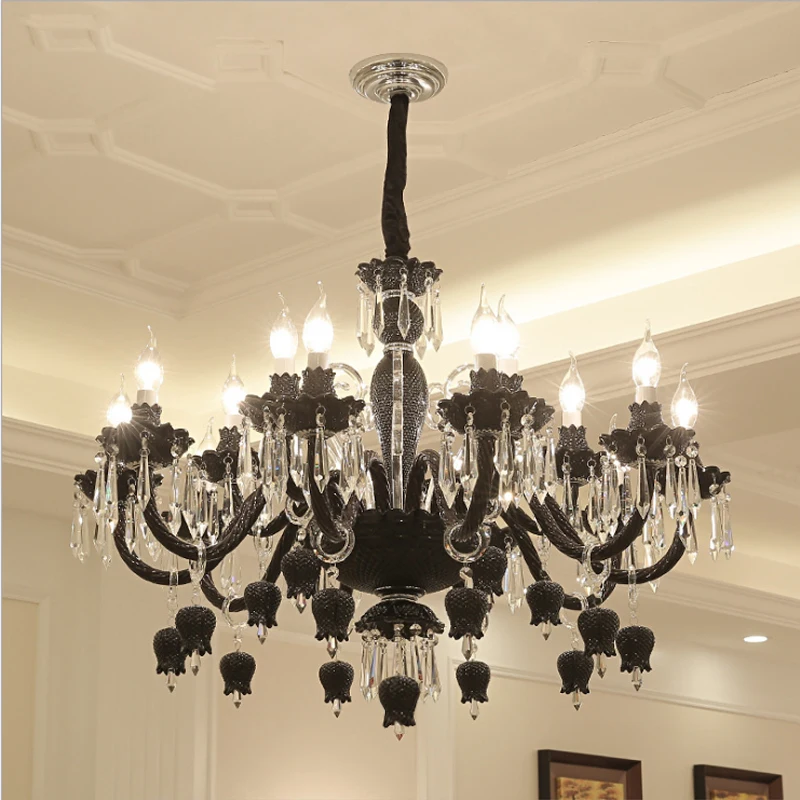 

Modern Chandelier Ceiling for Hall Bedroom Lighting Fixtures Hanging Lights Black Crystal Chandelier Suspended Lamp Dining Room