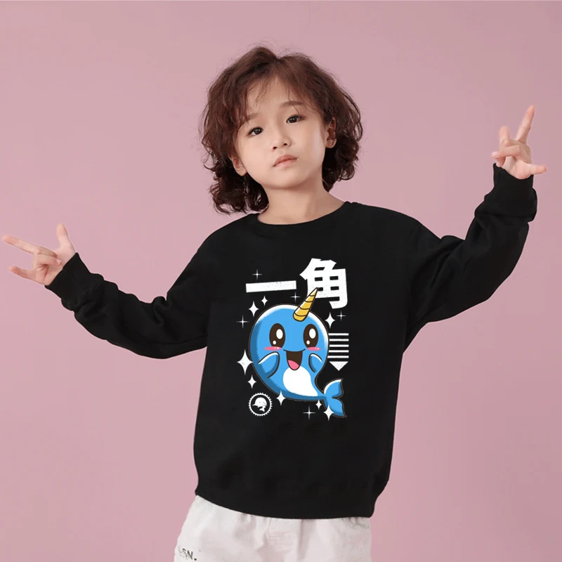 Толстовка с капюшоном с единорогом для маленьких девочек; Kawaii; принт панды; принт с животными; детские толстовки с длинными рукавами; милые топы для детей;