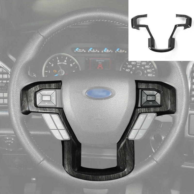 5xInterior в виде руля и дверные ручки Накладка для Ford F150 черное дерево зерна