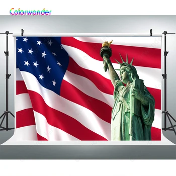 

Statue of Liberty Photo Backdrop 7x5ft Vinyl 4th of July Backgrounds Independence Day Backdrops American Flag Day Photography