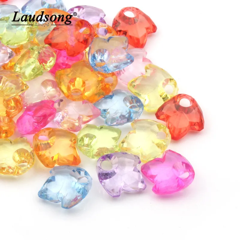 

30PCS 17x18MM Acrylic Material Transparent Mixed Color Maple Leaf Shape Pendant DIY Key Chain Pendant Gift Making Materials
