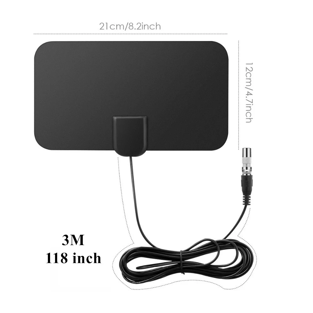 HD DTV Box Digital TV Antenna 4K 25DB High Gain 140 Miles Booster Active Indoor Aerial HD Flat Design Fox DVB-T2 Antenna