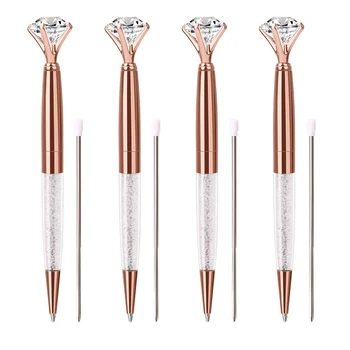 

10pcs/lot 12 Color Crystal Ballpoint Pen Creative kawaii Metal Ballpen for Writing Stationery Office & School Pen ink Black blue