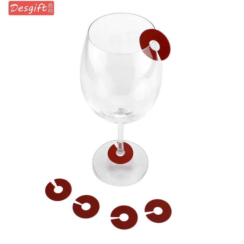 

Creative Circle Silicone Wine Ring Marker Wine Glass Stickers Wine Glass Scanner Flat Pendant Buckle Wine Mark Cross Border Hot
