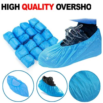 

100PCS/Set Anti Slip Plastic Cleaning Waterproof Boot Covers Plastic Disposable Shoe Covers Elastic Protective Homes Overshoes
