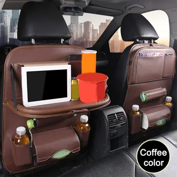 

Car Backseat Protective Cover Organizer with Tablet Holder Foldable Tray for Vehicle PU Seat C66