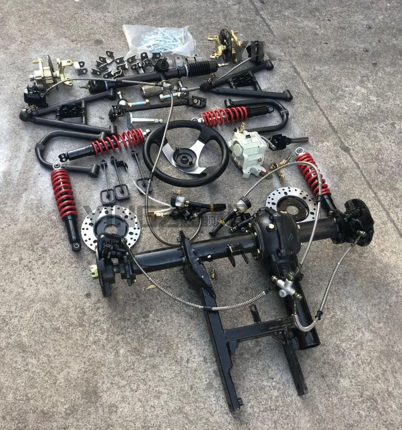 

Go Kart Karting UTV Buggy Steering Rack Box Shock Absorbers Reverse Gear ATV Swingarms Rear Axle With Differential