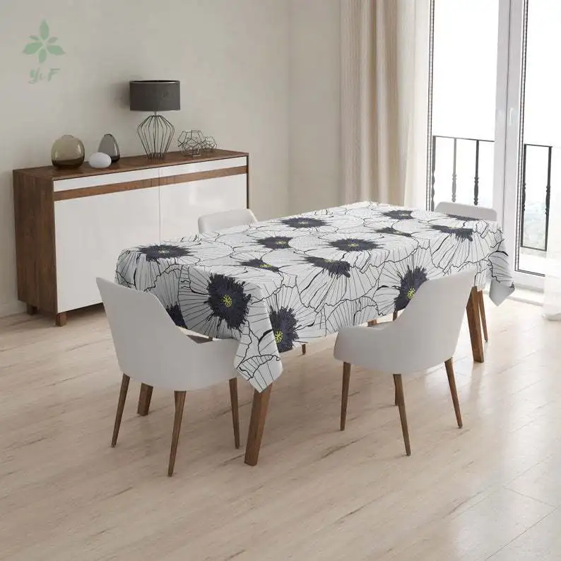 

White hibiscus Tablecloth Kitchen Dining Floral Nature Flowers Rectangle