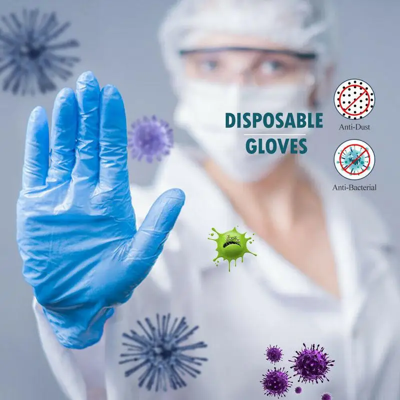 

100 Pcs Disposable Gloves Nitrile Latex Sterile Protective Gloves For Food Beauty Health Restaurant Fruit Vegetable