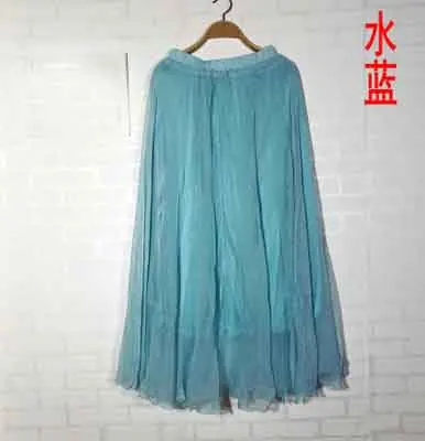 shui blue Новые пляжные шифоновые длинные юбки женские юбки с высокой талией макси женские летние юбки-пачки вечерние юбки jupe femme layers saias белые - Цвет: shui blue