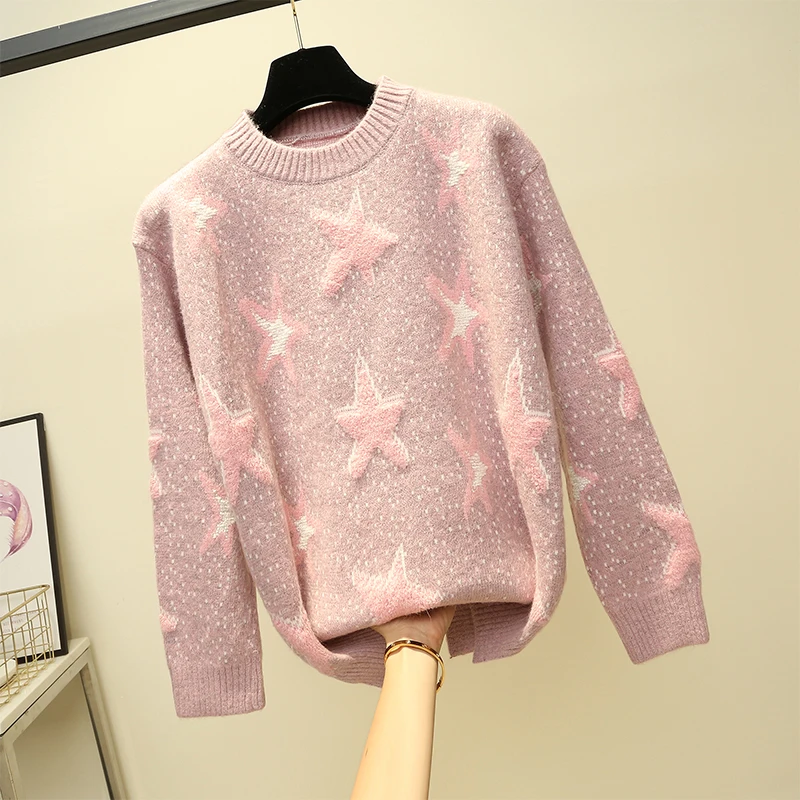 

2016 New Winter Casual Sweater Women Long Sleeve Loose Thick O collar Pullovers Female Solid Mohair Ladies' Sweater Coat