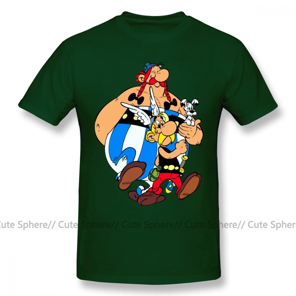 Астерикс футболка Астерикс и футболки Обеликс уличная футболка с коротким рукавом Мужская 100 хлопок ХХХ графическая отличная футболка - Цвет: Dark Green