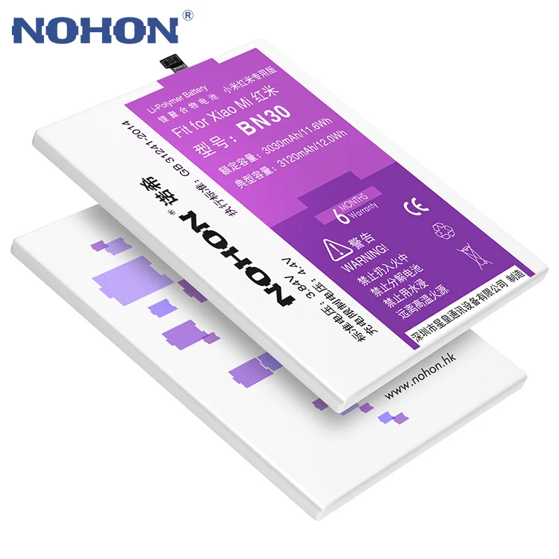 NOHON BN30 BN34 BN44 BM4A BM47 батарея для Xiaomi Redmi 4A 5A 4X 3S 5 Plus литий полимерная Замена Bateria