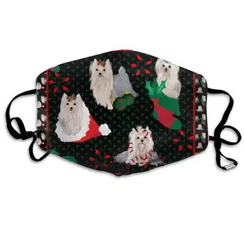 

Yorkie Christmas Washable Reusable Mask, Cotton Anti Dust Half Face Mouth Mask For Kids Teens Men Women With Adjustable Ear