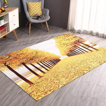 

No-Slip Maple Indoor Carpet Parlor Living Room Rugs Printing Bedroom Kitchen Toilet Decorate Mat Easy To Clean Machine Washable