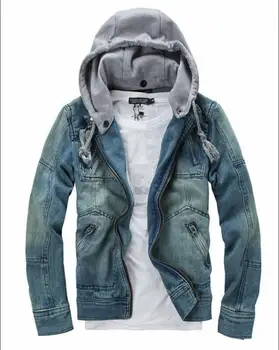 

Mens Coats Classic Detachable Hooded Denim Jean Jacket