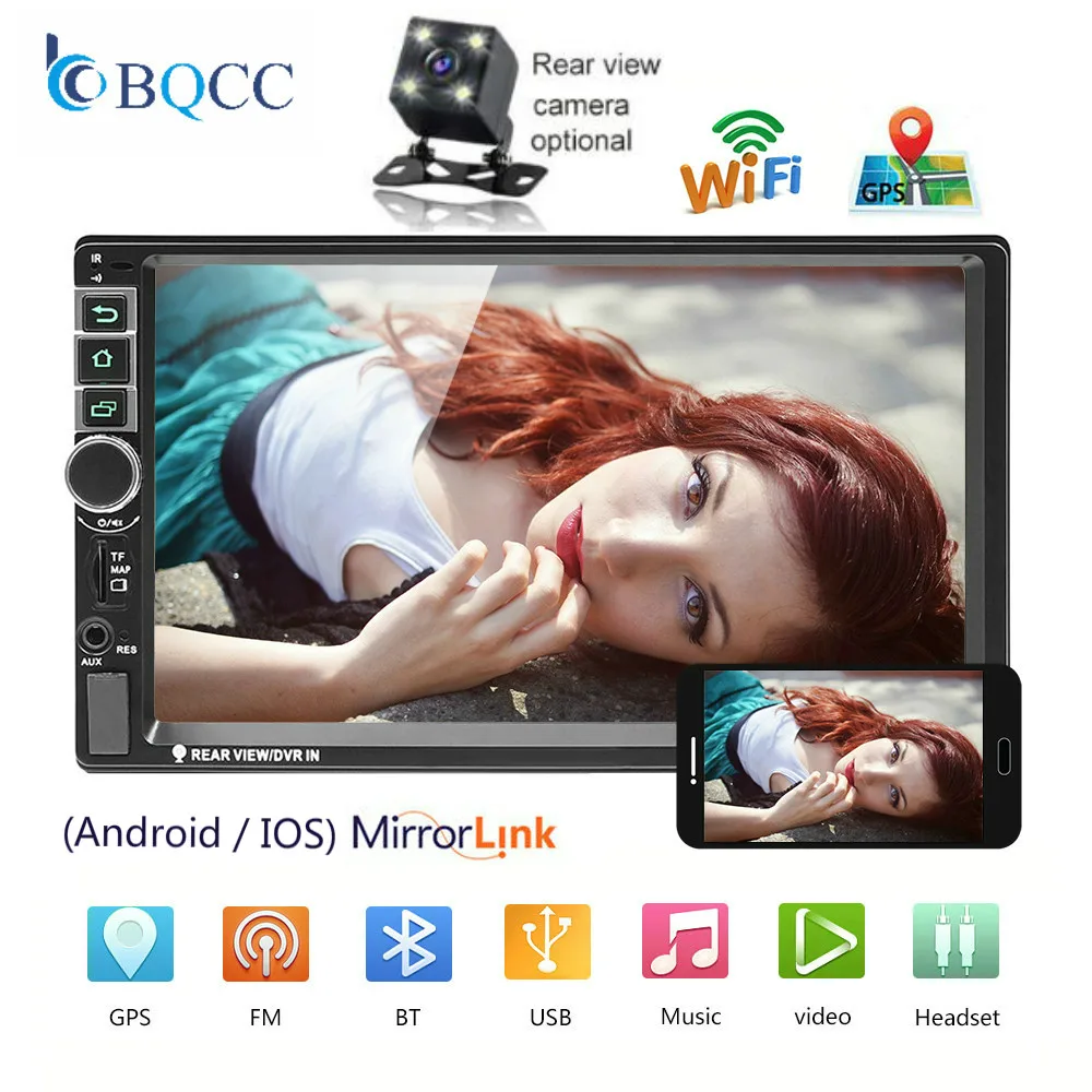 2 Din Android GPS автомобильный радиоприёмник 8802 Универсальный мультимедийный плеер 7 дюймов Зеркало Ссылка стерео Поддержка камеры заднего вида