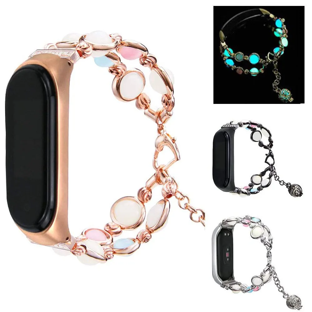 

Bracelet for Xiaomi Mi Band 4 Natural Jewellery Wristband Luminous Elastic Woman Strap Perfume Storage Pendant Girls Women Band