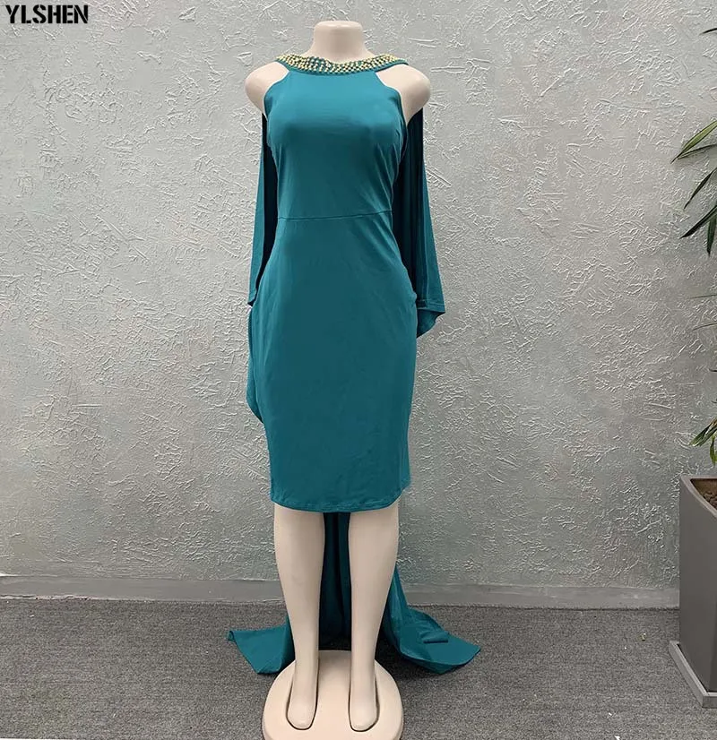 African Dresses for Women Sexy Nail Bead Backless Gown Africa Dress Evening Party Clothes High Quality Robe Femme African Dress 03