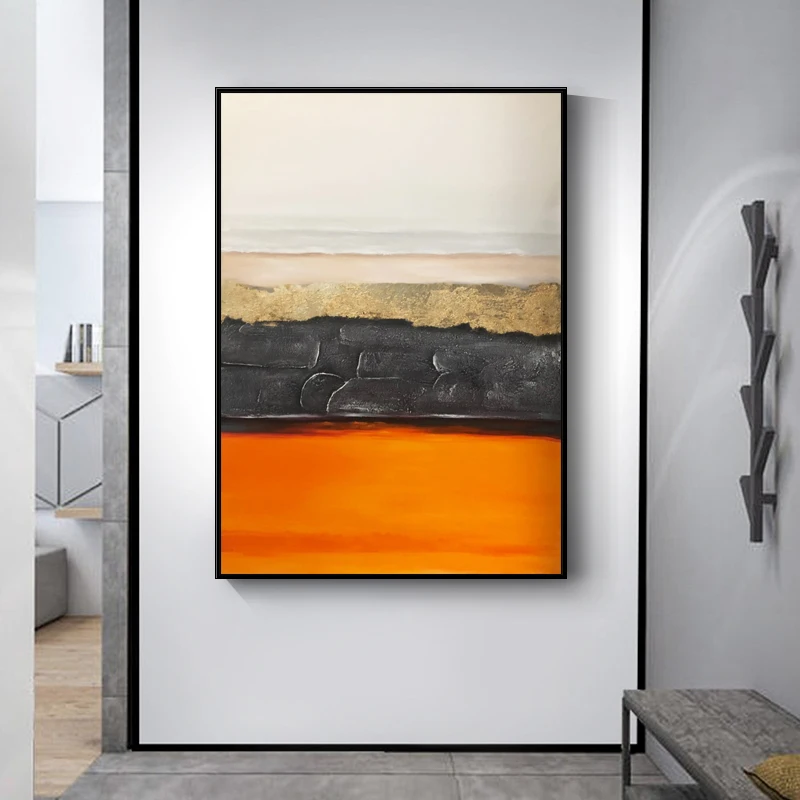 Abstract Canvas Painting Beautiful Orange Painting Hand-Painted Wall Art Fashion Tableaux For Living Room Hallway Hotel No Frame