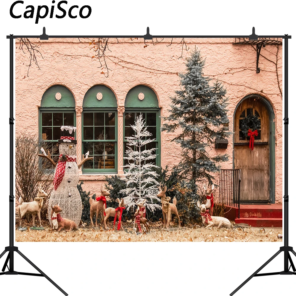Фон для фотосъемки с надписью &quotMerry Christmas&quot &quotдерево&quot &quotснеговик&quot