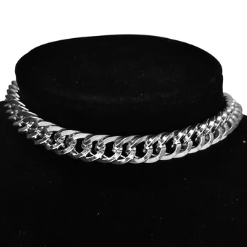 

Hip Hop Cuban Link Choker Chain Neck Necklace 35+5cm Silver Color Stainless Steel Big Chunky Thick Chain Necklaces Bijoux Femme