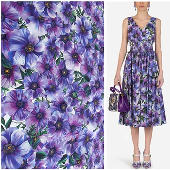 

Custom purple anemone cotton fabric cloth per meter 145 cm width trousers shirt camisole dress lining polyester fabric