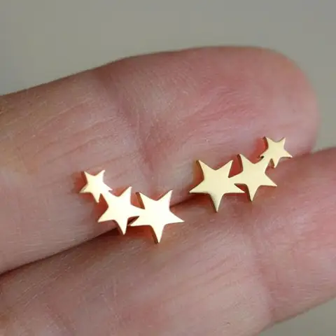 Steel Tiny Crescent Moon Stud star Earrings Boho Jewelry. Minimalist Earrings Gift