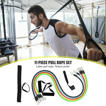 

11pcs/set Fitness Resistance Bands Latex Tube Stretch Pull Rope Rubber Expander Exerciser Equipments Gym Training
