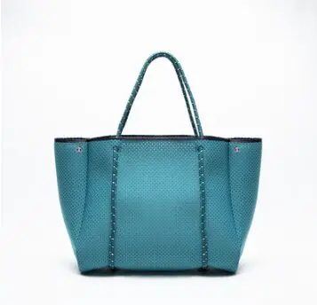 Солнечная пляжная роскошная женская сумка, сумка через плечо, большая сумка для покупок, неопреновая сумка, светильник, женские сумки, женская сумка - Цвет: Big Lilac Blue