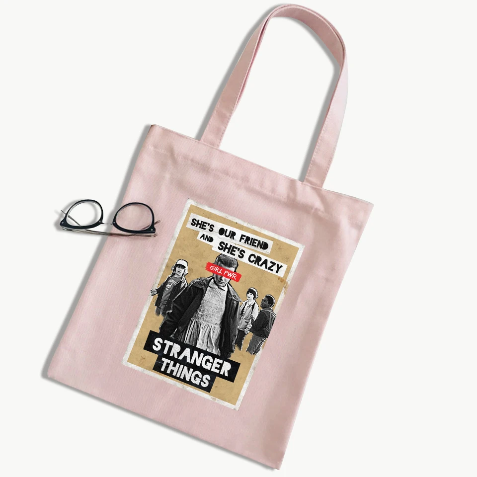 Frdun Tommee Stranger Things сумка на плечо, холщовая, хлопковая, забавная, новая, с принтом алфавита, женская, летняя, модная, на ремне, с карманом - Цвет: pink