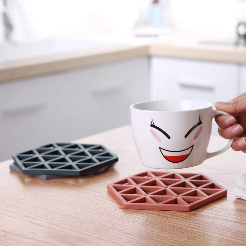 5x шестигранные Горячие подставки Trivet коврики двухстороннее использование Нескользящие держатели для горшков гибкие подставки под чашки для домашней кухни и столовой