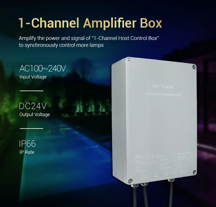 SYS-PT2 MiBOXER SYS-PT2 1-канальный светодиодный Усилитель Вход AC100~ 240V Выход DC24V Max 200W Водонепроницаемый IP66 светодиодный контроллер - Цвет: SYS-PT2