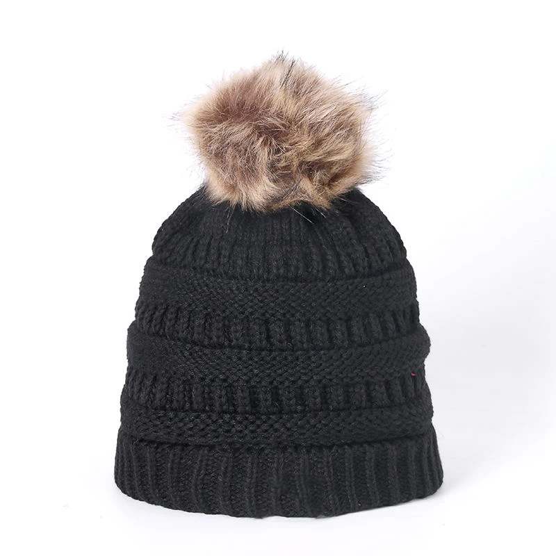 Вязаная зимняя шапка модная Осенняя плотная и теплая облегающая для взрослых