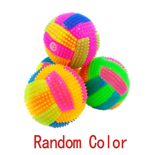Spiky Massage Ball Dog Chew Bouncy Ball Soccer Ball Shaped with Flashing LED Light for Children Pet Toy 6