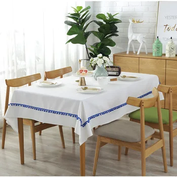 

Withme Tablecloth Waterproof Rectangular Tablecloths Household Party Nordic White Table covers with Blue ball Dustproof washable