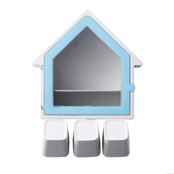 

1 Pc Toothbrush Rack House Shaped Washing Wall Mount Bathroom Shelf for Hotel Home