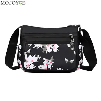

Fashion Oxford Waterproof Shoulder Bag Flower Printed Women Multi Pocket Zipper Messenger Crossbody Bags Female Handbag