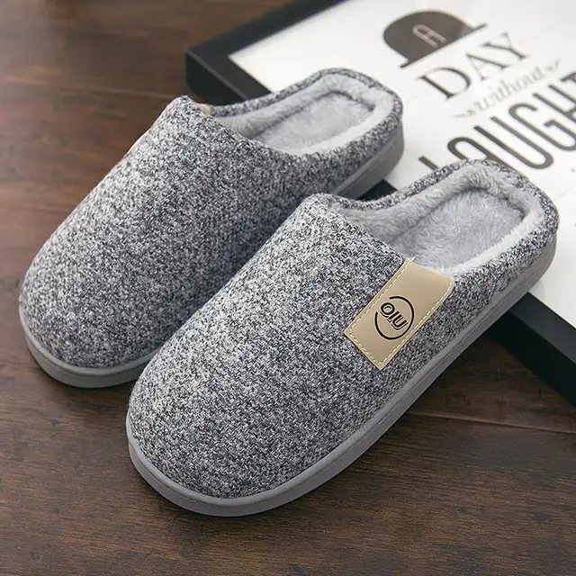 Men Winter Warm Slippers Fur Slippers Men Boys Plush Slipper Cotton Shoes Non-slip Solid Color Home Indoor Casual Slippers Pantoufles Cocooning.net