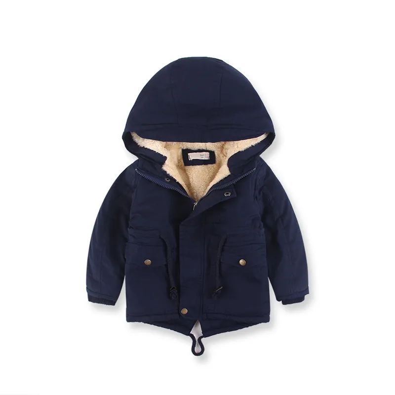 Куртка для мальчиков, зимнее флисовое пальто Детская ветровка для мальчиков, верхняя одежда для малышей Детская куртка для мальчиков и девочек DC132 - Цвет: Fleece Navy