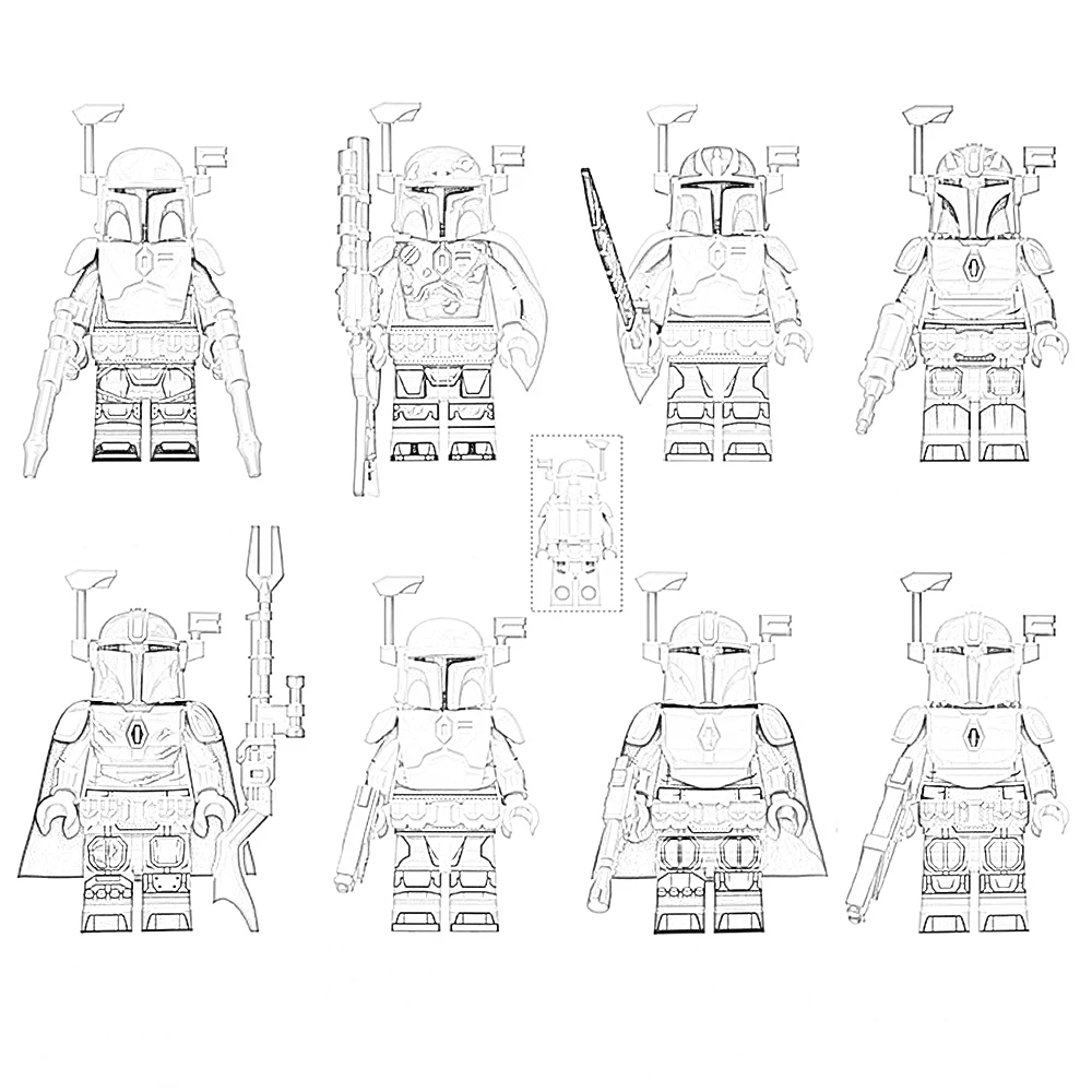 

8PCS/Set Building Blocks Compatible Figure Dolls The Mandalorianedlys Collectibles Toys StarWareds Blocks Figures Model Toys