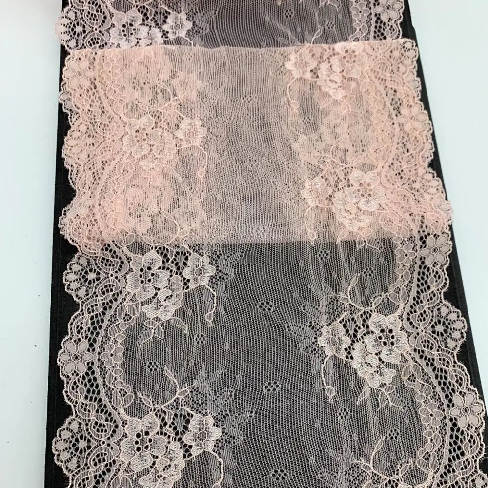 3y/lot Width 17.50cm Floral Stretch Lace Trims Pink For Clothing Accessories Dress Sewing Applique Costume Lace Fabrics Bra 2