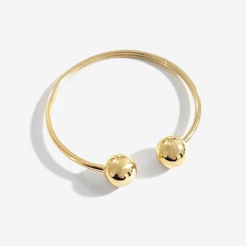 Ball Cuff Bangle Women Bracelet Stainless Steel Gold Color Stackable Daily fashion Jewelry