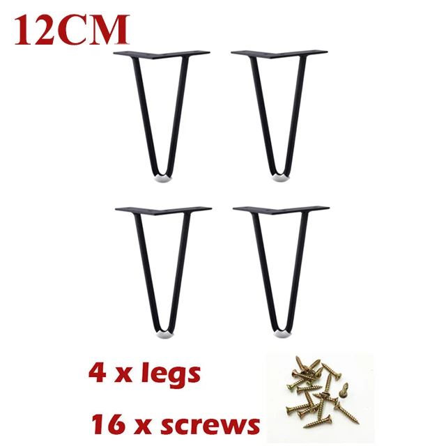 4 шт. 4-8 дюймов металлическая шпилька, настольная ножка стола, твердая железная проволока, опорная ножка для дивана, шкафа, стула, поделки своими руками, мебельная фурнитура - Цвет: Matte black 12CM