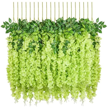 

Artificial Vine Rattan Fake Cocktail Hanging Garland Long Hanging Bush Flower String Family Party Wedding Decoration, 12 Pack