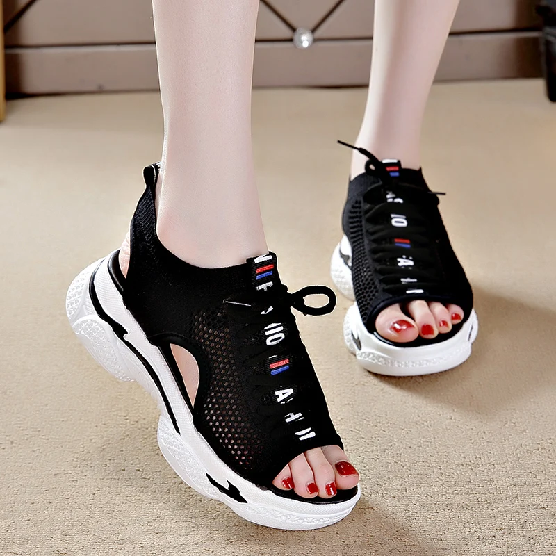 Women's Sports Sandals 2025 Summer New Hollow Flat Ins Fashion All-match Platform Platform Casual Shoes women sandals