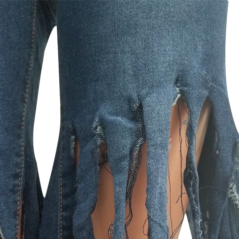 Wjustforu модные элегантные рваные джинсы с кисточками для женщин облегающие повседневные сексуальные Клубные джинсовые брюки женская, с перфорацией легкие джинсы тонкие