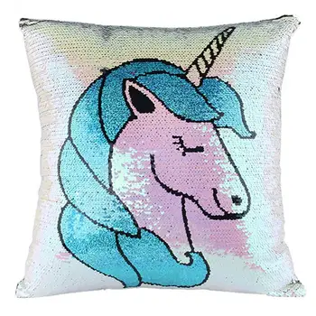 

Unicorn Pattern Pillow Case Reversible Sequin Pillow Cover Decorative Double Color Throw Cushion Case