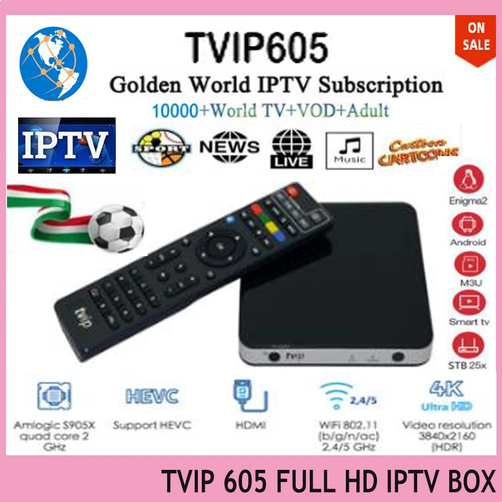 TVIP605+ S905X IPTV box Full HD10000+ Арабский Германия Израиль Великобритания французская Болгария Италия, Испания индийская Albania Таиланд Турция Швеция