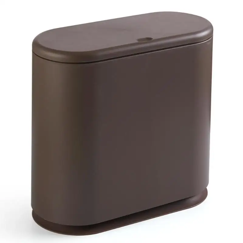 Бытовой 11Л пресс-тип мусорное ведро пластиковый узкий тип мусорное ведро туалетный дежатель для мусоного ведра мусорное ведро для домашнего уборки аксессуары - Цвет: Коричневый